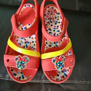 CROCS Red and Yellow Kids Sandals with Fun Charm